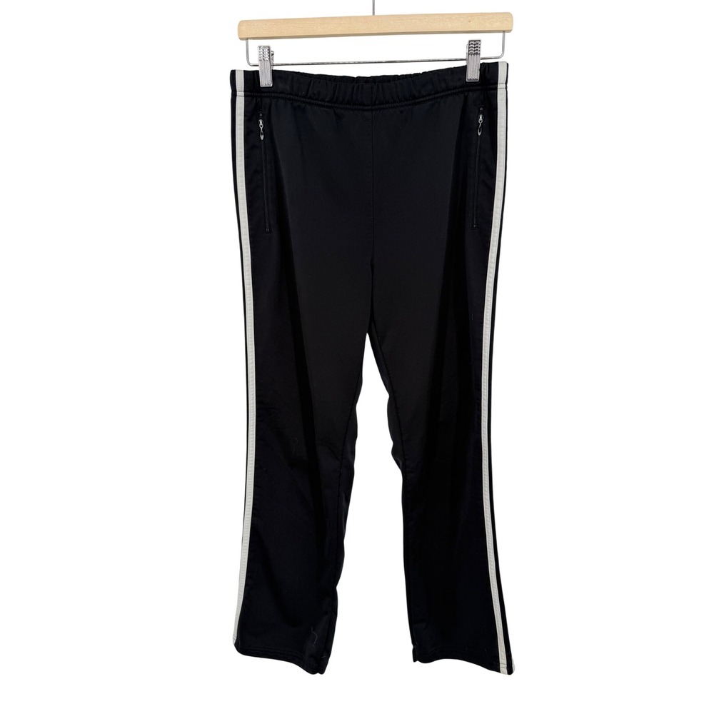 Adidas Track Pants Women S Black Good 3-Stripe Straight Leg Zip Pocket 172772